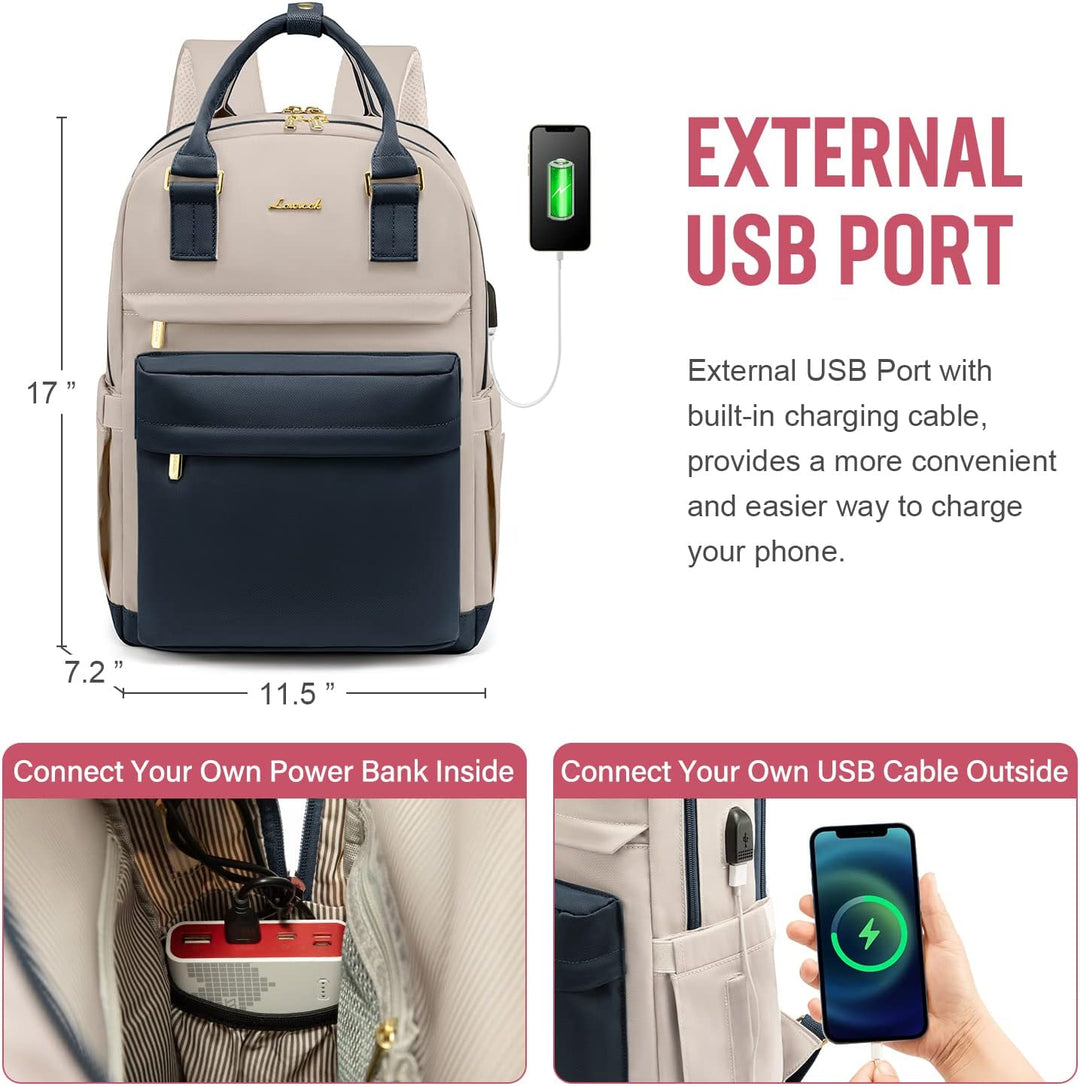 LOVEVOOK Laptop Rucksack Damen, 15,6 Zoll Schulrucksack Mädchen mit Laptopfach, Wasserdichter Schult