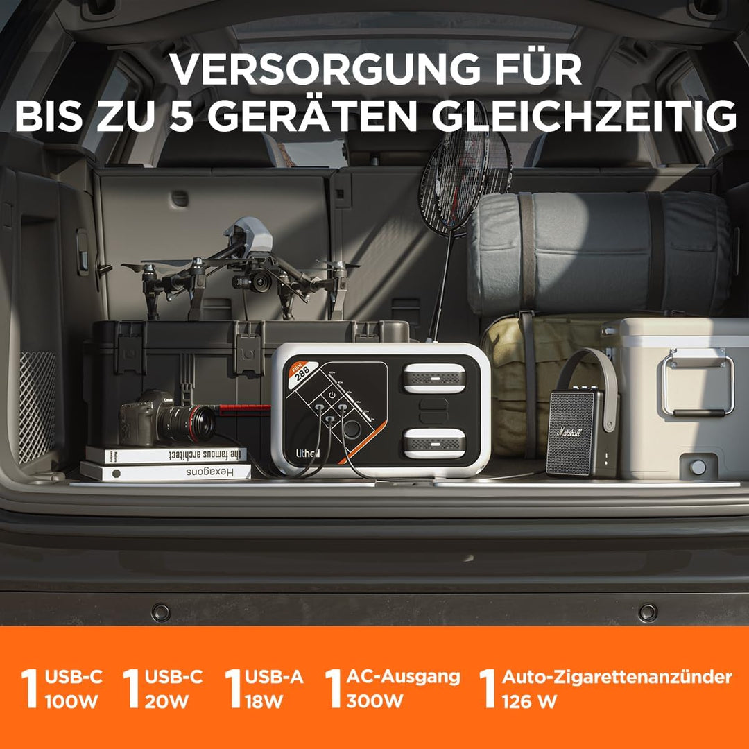 Litheli Tragbare Powerstation Flint 288, 287Wh Outdoor Generator, 300W AC/100W USB-C Ausgang, Volle