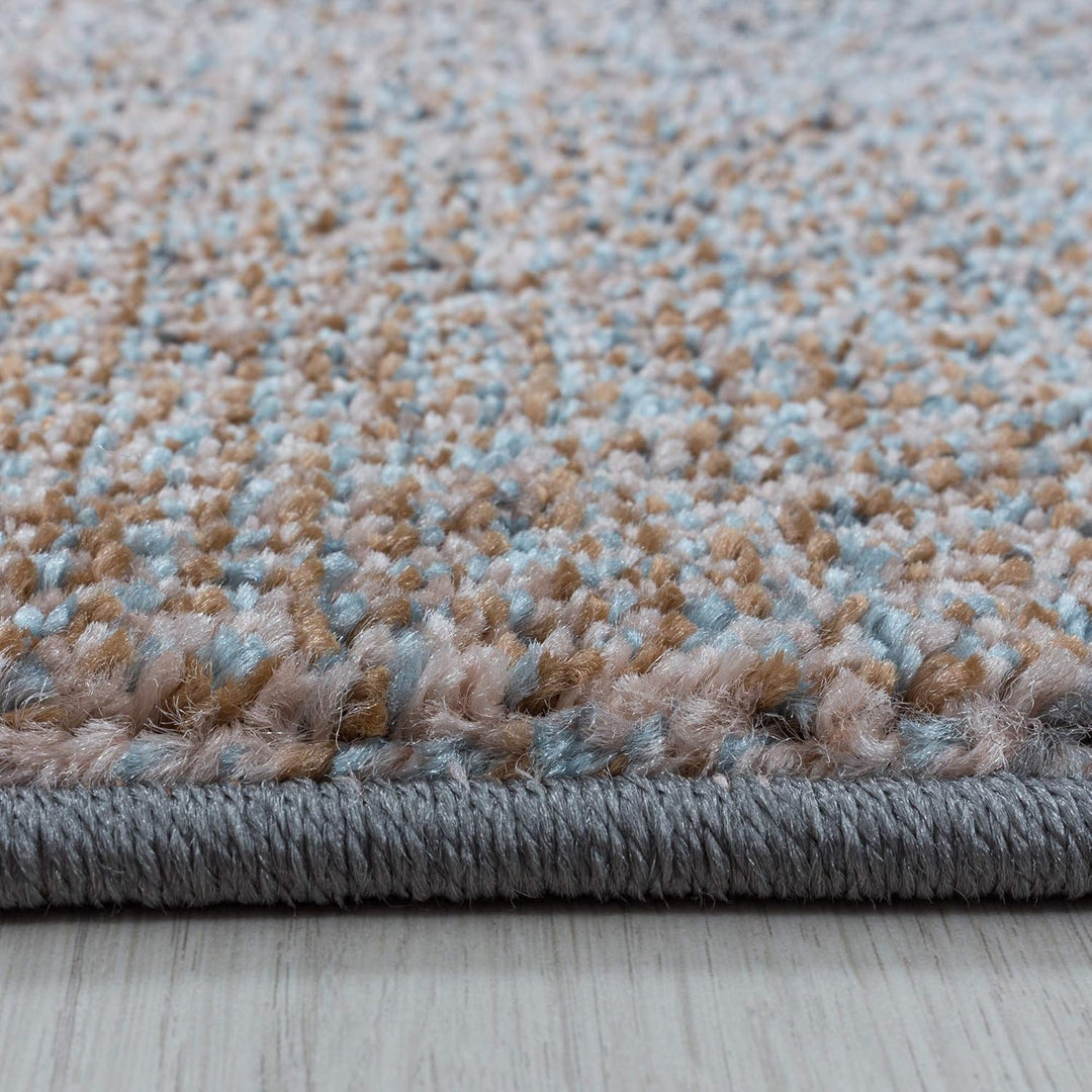 Carpetsale24 Modern Designer Kurzflor Teppich, Abstrakt Meliert Design, Läufer Teppich, Grau - Blau