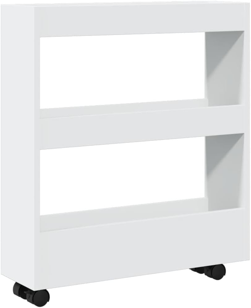Tomostar Küchenwagen, schmal, mit Rollen, 3 Ebenen, 60 x 18 x 70 cm, Holz, Weiss