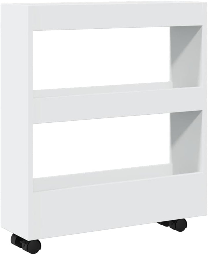 Tomostar Küchenwagen, schmal, mit Rollen, 3 Ebenen, 60 x 18 x 70 cm, Holz, Weiss