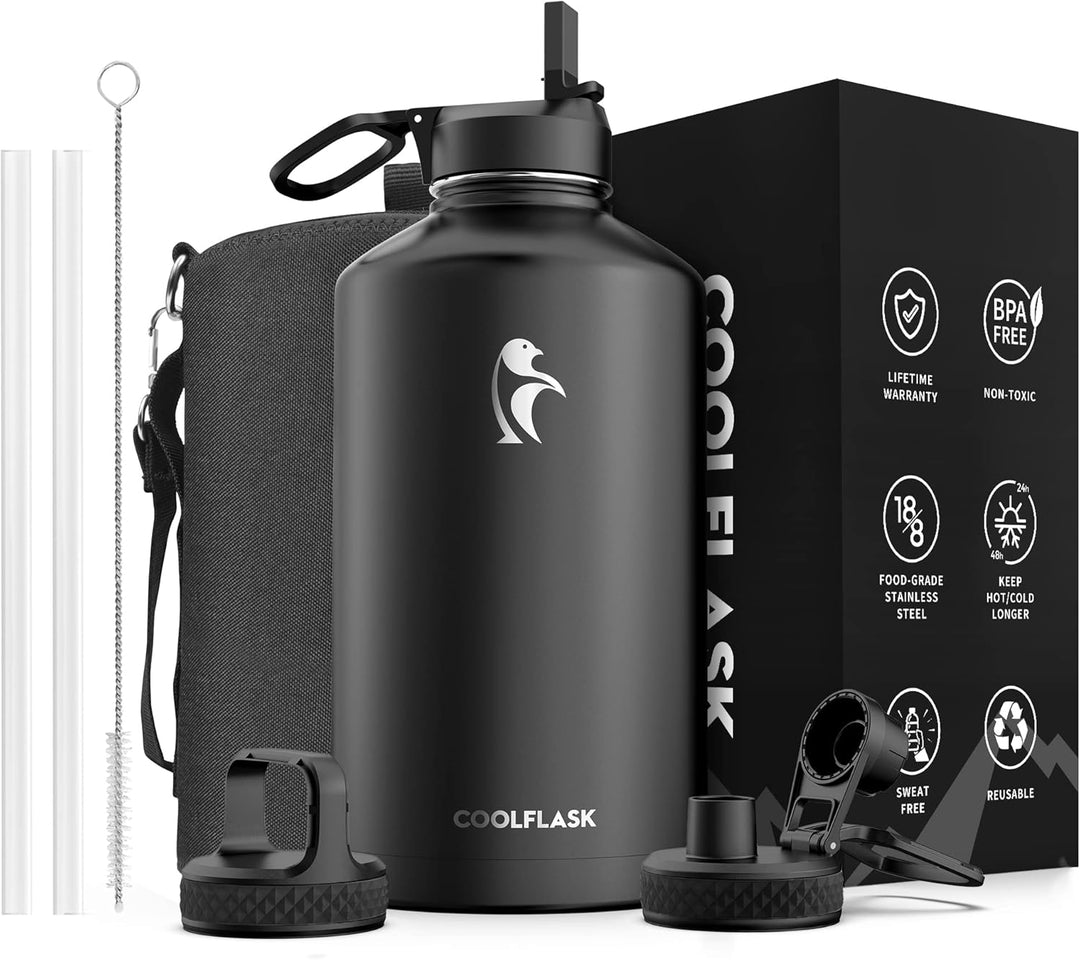Coolflask Isolierte Wasserflasche, Doppeltes Vakuum Auslaufsicher, Leicht zu reinigen, Wasserflasche
