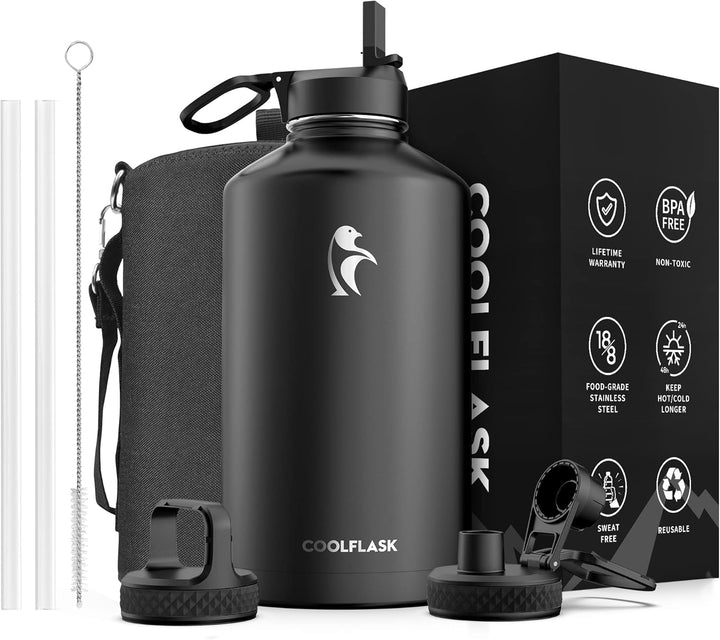 Coolflask Isolierte Wasserflasche, Doppeltes Vakuum Auslaufsicher, Leicht zu reinigen, Wasserflasche