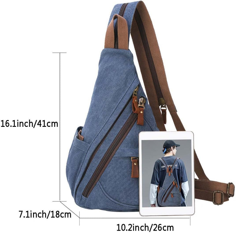 KL928 Canvas Sling Bag Rucksack Damen und Herren – Schulterrucksack Umhängetasche Crossbag Verstellb