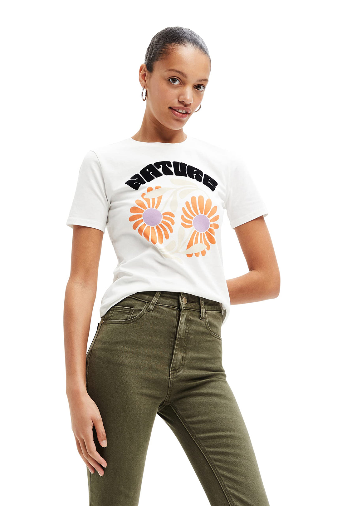 Desigual Damen Short Sleeve T-Shirt S Weiss, S Weiss