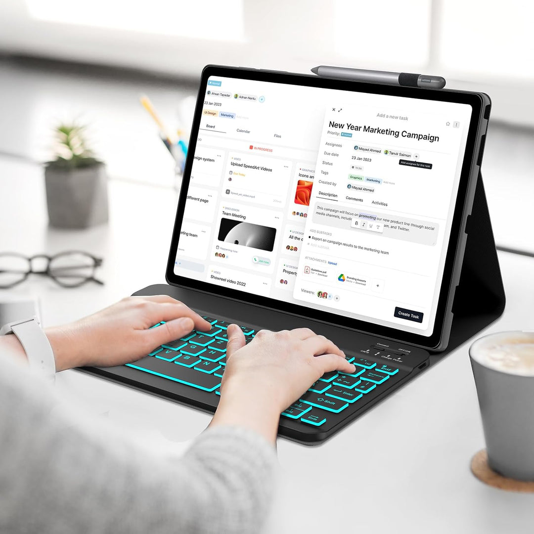 IVEOPPE Tastatur für Tab M11, QWERTZ Deutsch Tastatur, 7-Farbige Beleuchtung Magnetische Bluetooth K