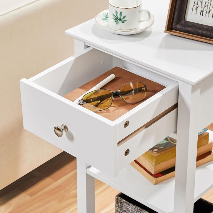 Yaheetech Nachttisch Nachtschrank mit Schublade Boxspringbett Nachtkommode Schmal Beistelltisch Sofa