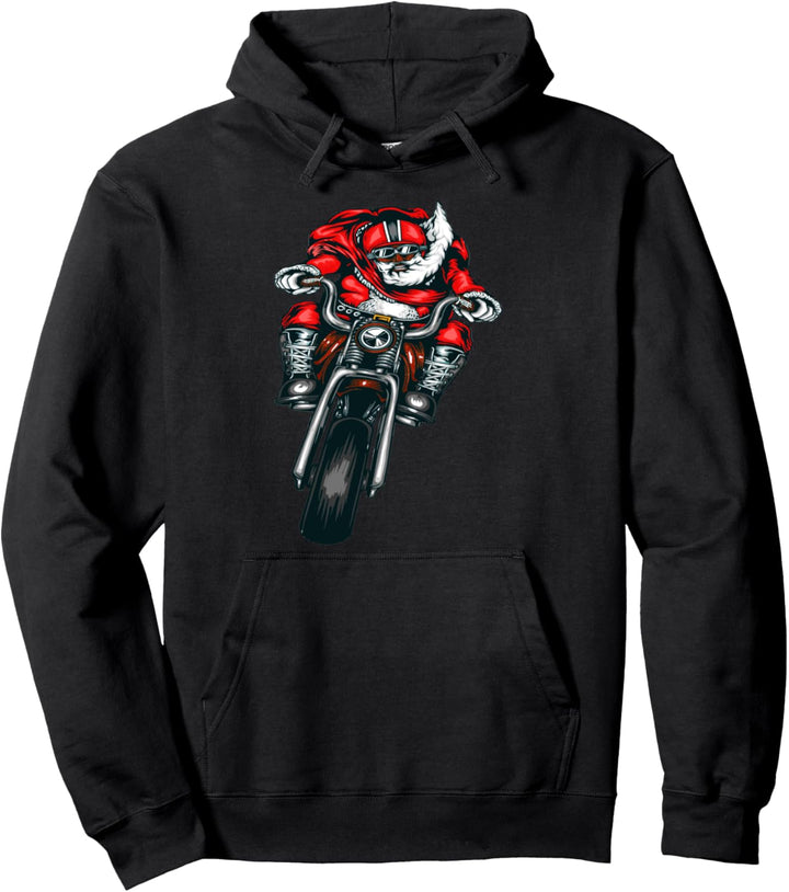 African American Black Biker Santa Claus Christmas Pullover Hoodie