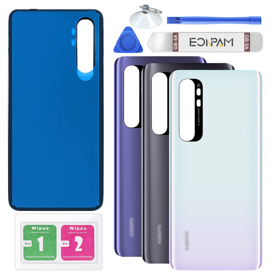 Eonpam Akkudeckel für Xiaomi Mi Note 10 Lite Rückseite Glas Original Backcover Back Glas Ersatz mit