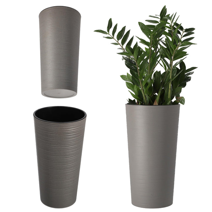 KADAX Blumentopf mit Holzspänen, eleganter Übertopf mit herausnehmbarer Einlage, Blumentopfschutz fü