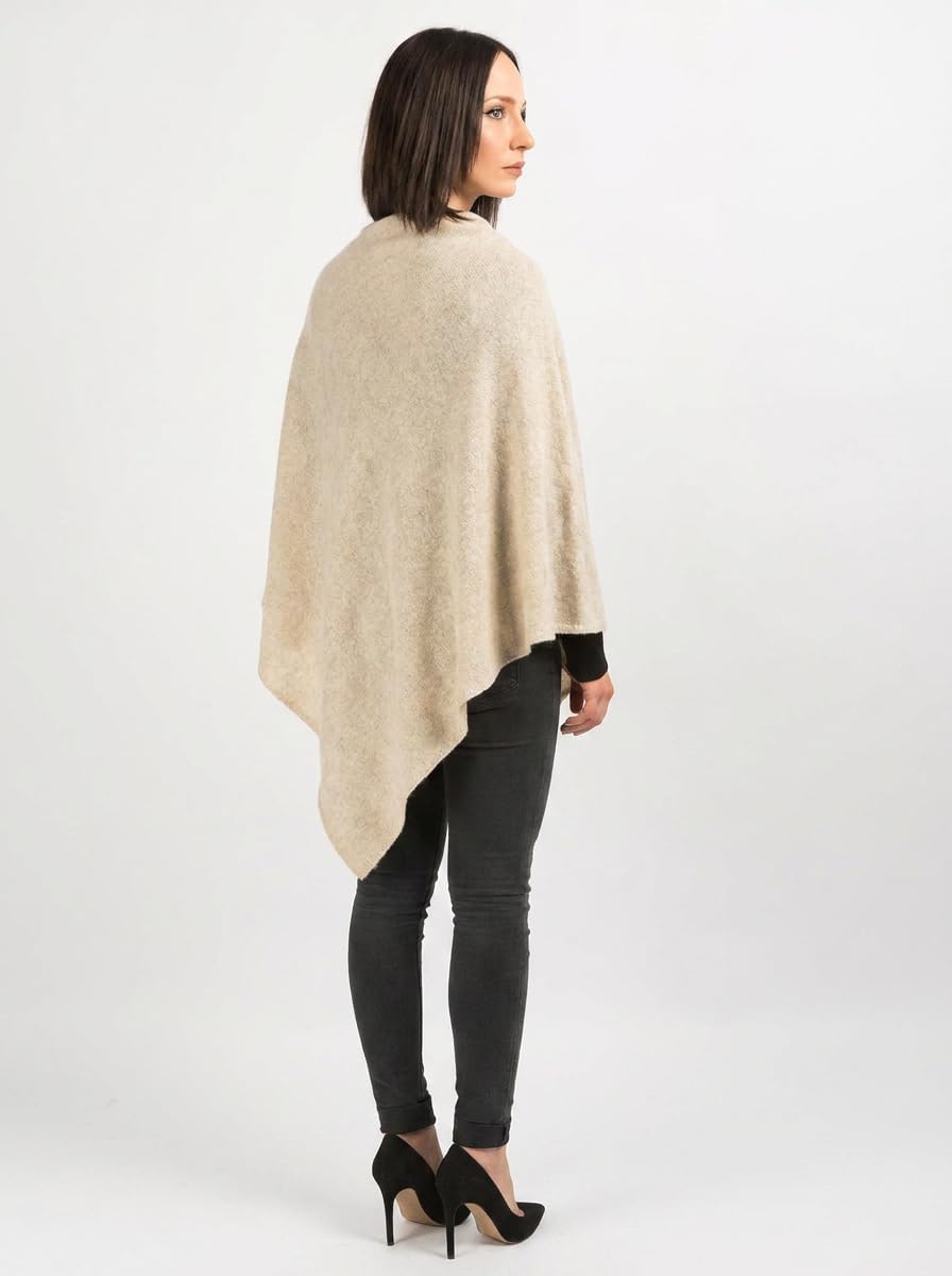 Dalle Piane Cashmere - Poncho aus 100% Kaschmir - Made in Italy - für Frau Einheitsgrösse Beige, Ein