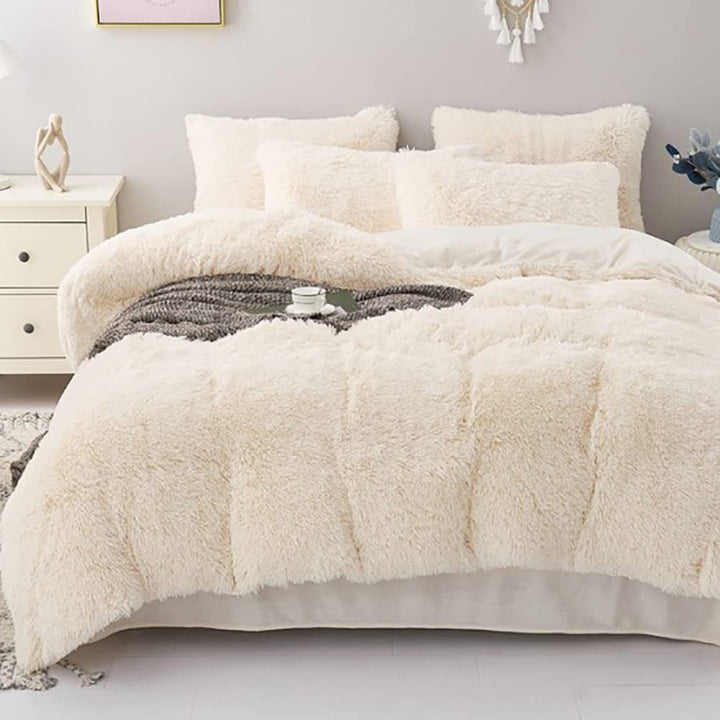 Michorinee Plüsch Bettwäsche 220x240 Winter Flauschig Warme Bettbezug Fleece Flausch Langhaar Kunstf