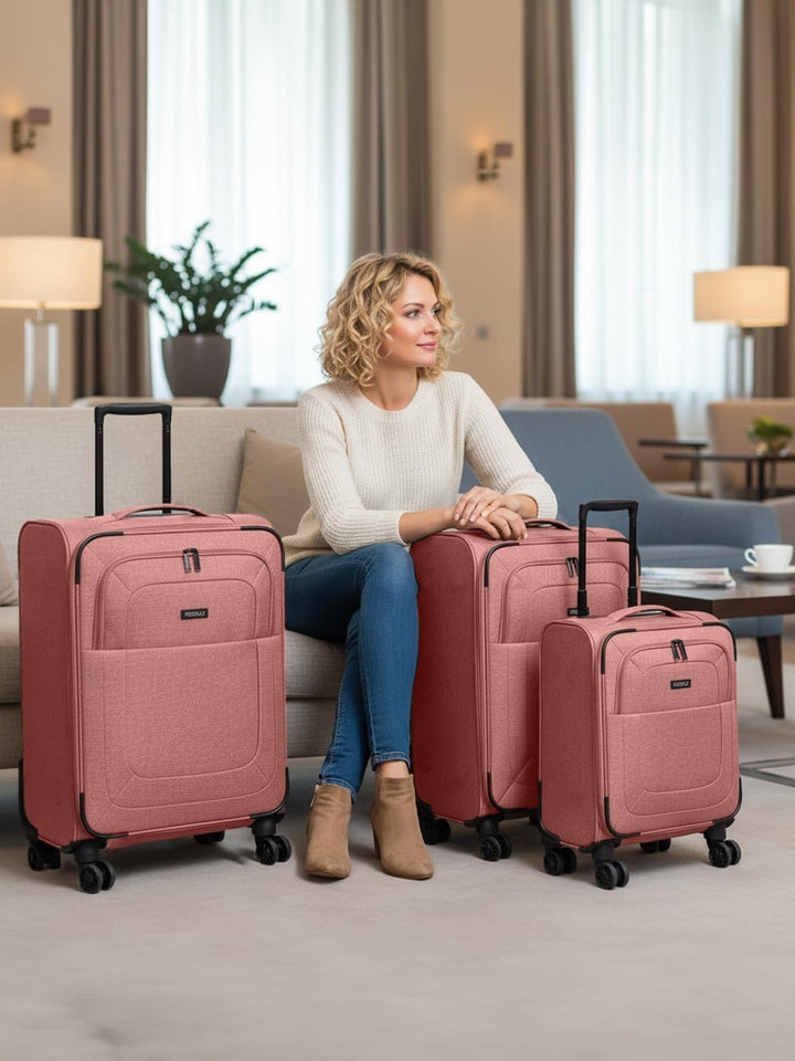 REDOLZ Koffer-Set 3-teilig für Damen & Herren | leichte & stabile Reise-Trolleys, hochwertiges Softc