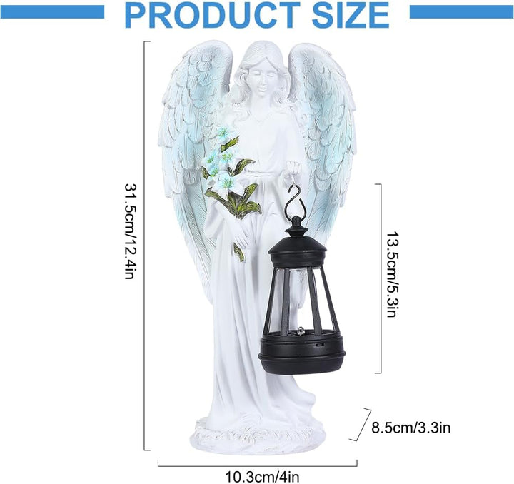 Solar Engel Gartenstatuen, Wetterfest Grabschmuck, LED Fairy Engel Figur, Gartenstatue Geschenke, 31