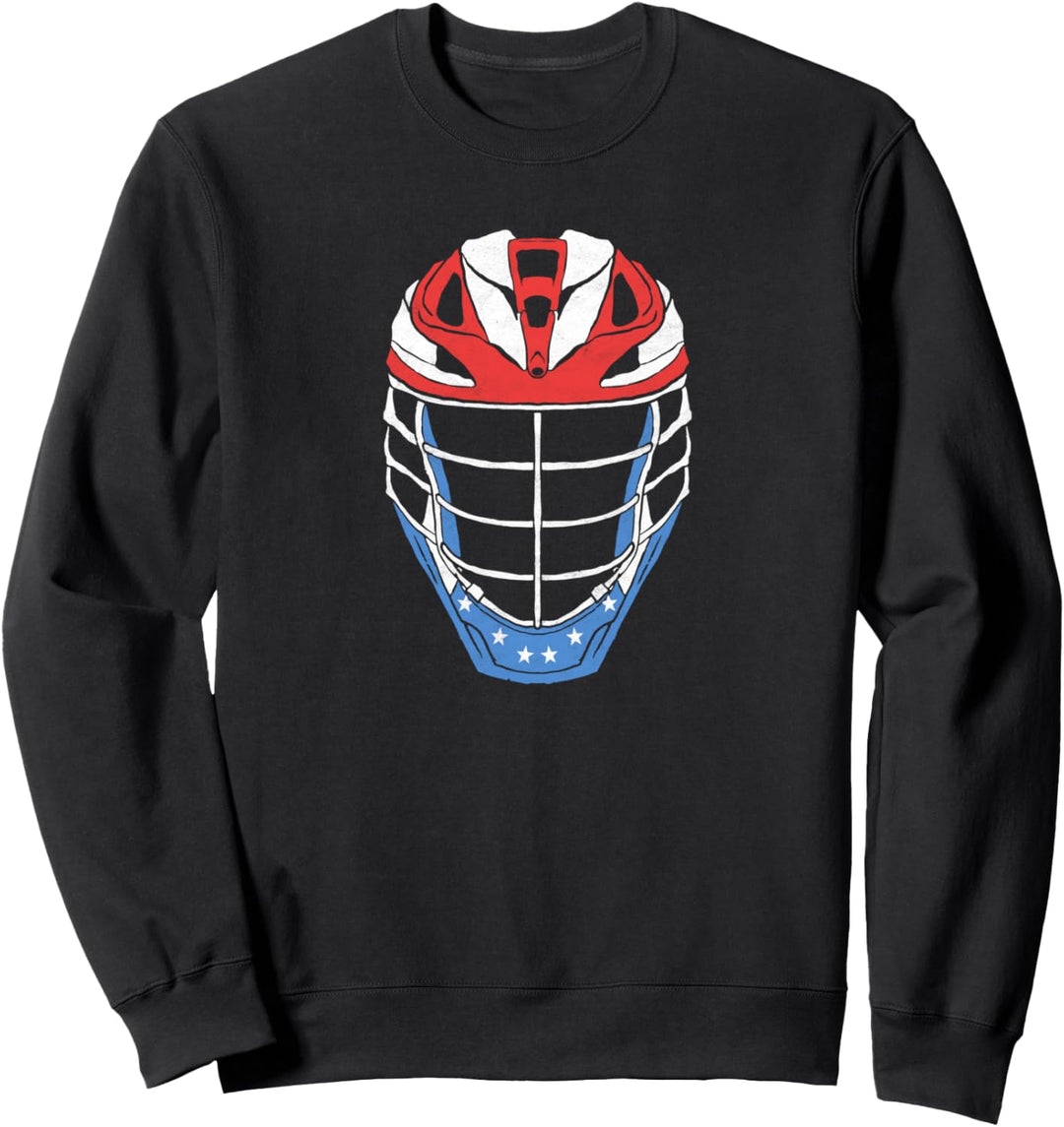 Sweet American Flag Design Lacrosse Helmet Vintage Style Sweatshirt