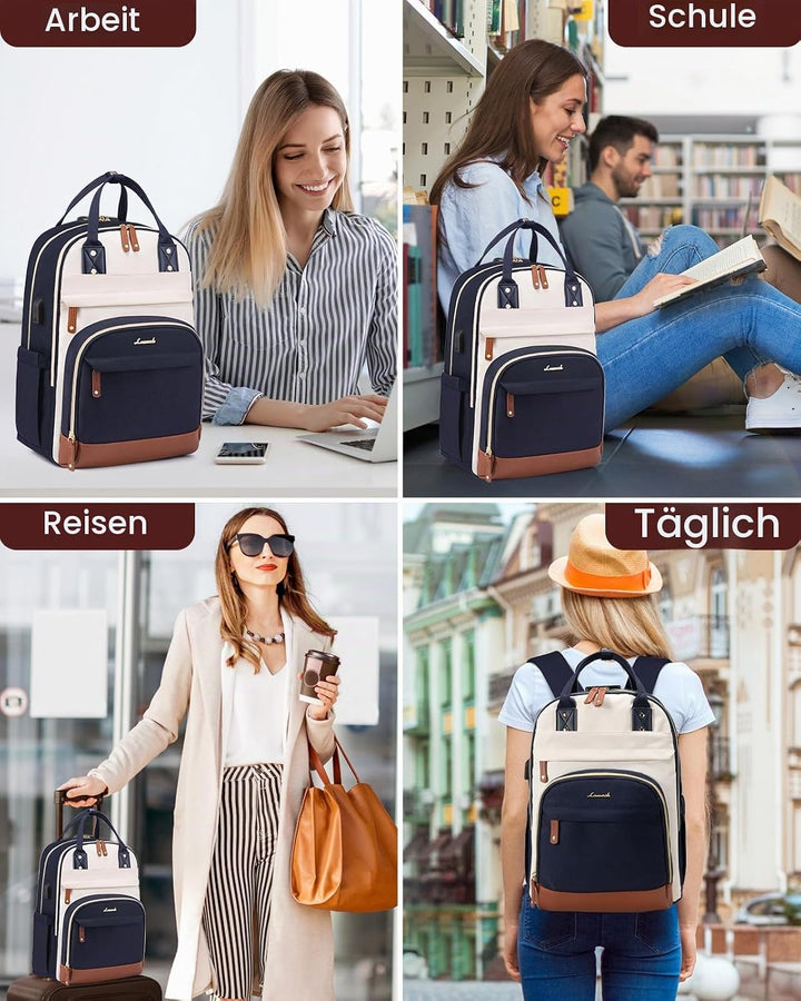 LOVEVOOK Rucksack Damen Laptop Rucksack 17 Zoll Schulrucksack Mädchen Teenager Wasserdicht Schultasc