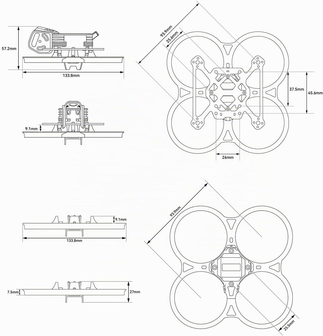 BETAFPV Pavo20 Pro II Brushless Whoop Frame with HD VTX Bracket for O4 Air Unit Pro, PA12 Thickened