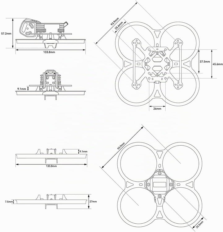 BETAFPV Pavo20 Pro II Brushless Whoop Frame with HD VTX Bracket for O4 Air Unit Pro, PA12 Thickened