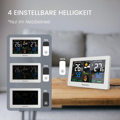 Newentor Wetterstation Funk mit 3 Aussensensoren - Funkwetterstation mit Wettervorhersage, Temperatu
