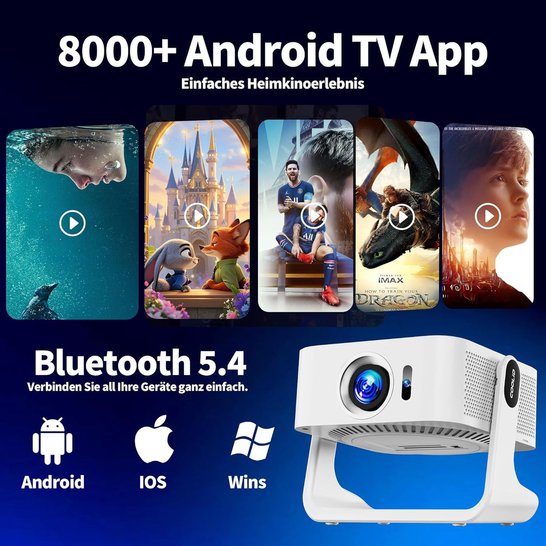 Beamer Kompatibel mit Netflix 2026 Neuer 4K Projektor mit 5G WiFi 6 und Bluetooth 5.4 Tragbarer Beam