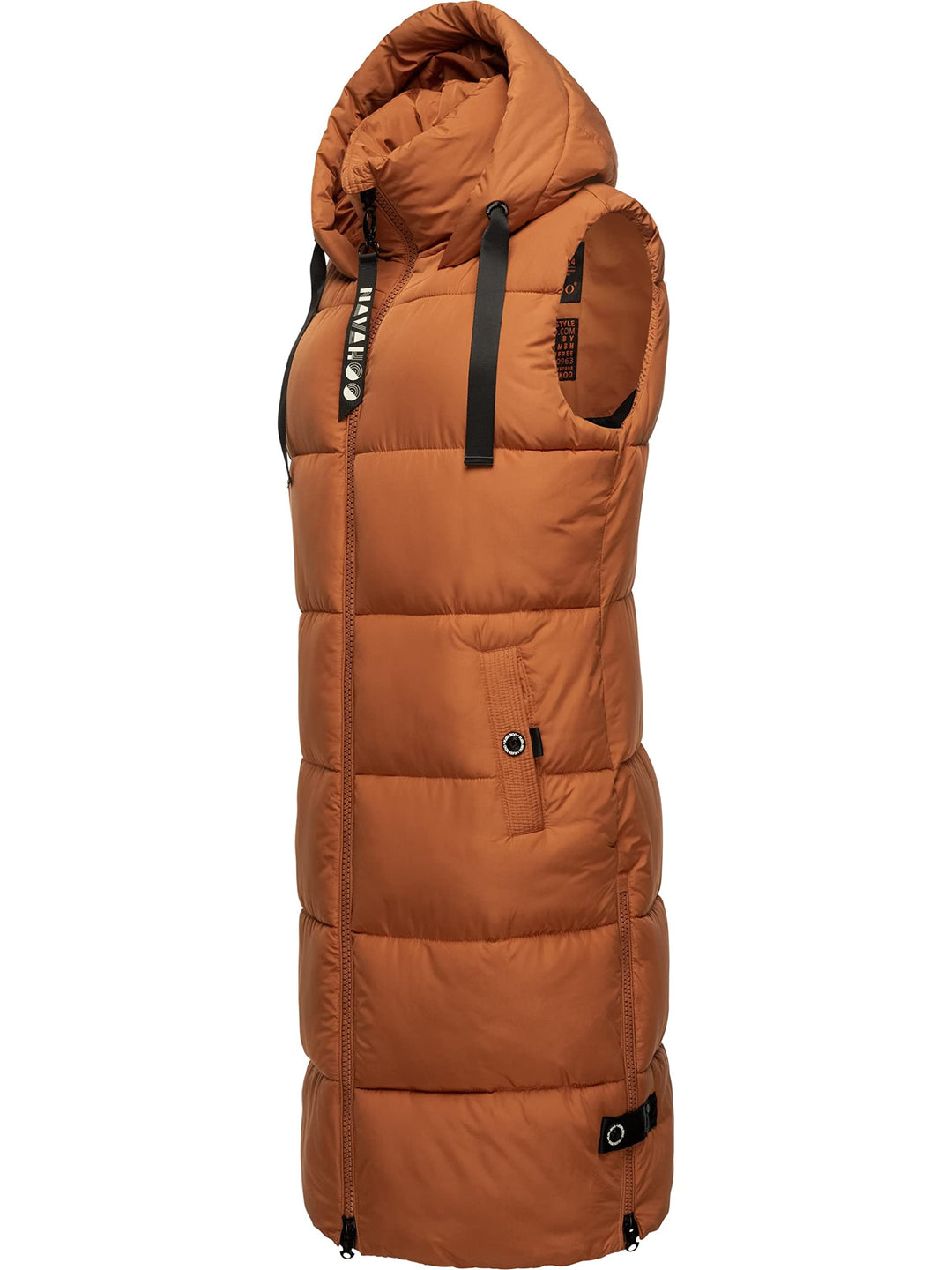 Navahoo Damen ärmellose Lange Outdoorweste warme Winterjacke Schnuffelchen XS-3XL, XS Rusty Cinnamon