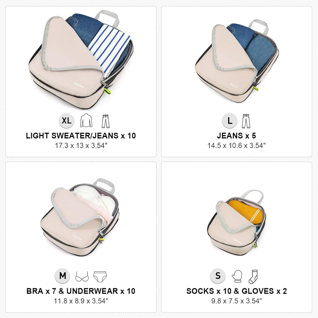 Gonex Compression Packing Cubes 4er Set, Gonex Kleidertaschen 4-teilig Verpackungswürfel, Kleidertas