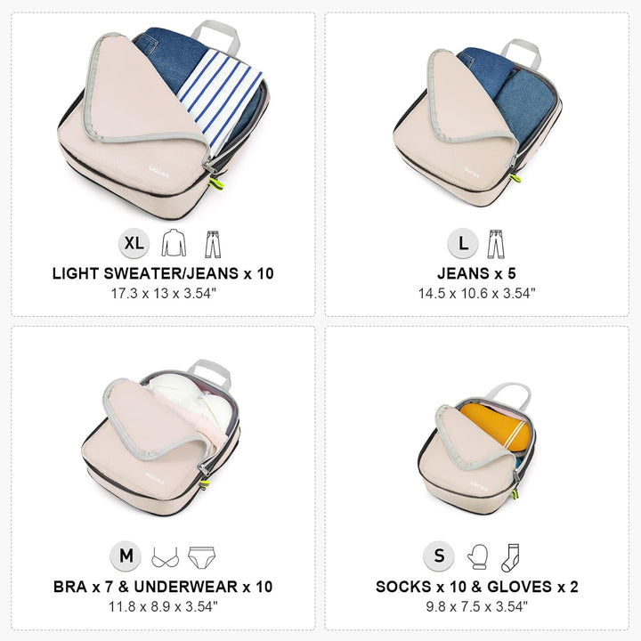 Gonex Compression Packing Cubes 4er Set, Gonex Kleidertaschen 4-teilig Verpackungswürfel, Kleidertas