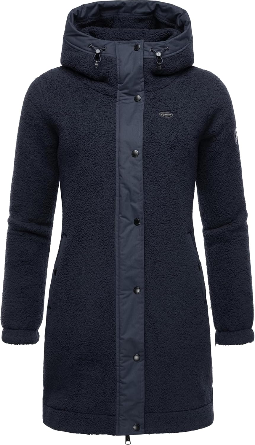 Ragwear Damen Fleecejacke Kurze Teddyfleece-Jacke warm mit Kapuze Cousy XS-6XL S Navy24, S Navy24