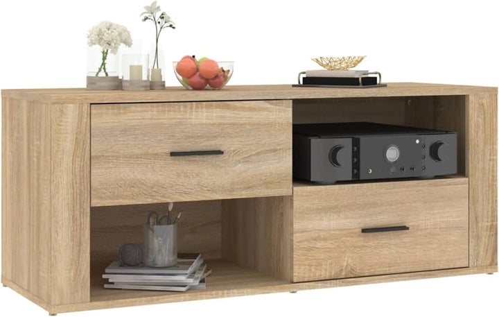 Tidyard TV Schrank mit Schubladen und Fächer Lowboard Fernsehtisch Fernsehschrank TV Möbel Sonoma-Ei
