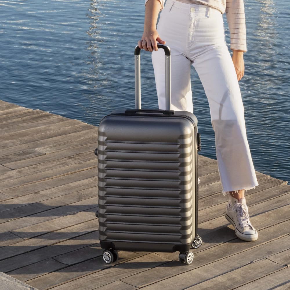 NUMADA Upfly 20' ABS-Handgepäck Koffer (53x33,5x22Cm) mit Kombinationsverschluss und 4 doppelten 360