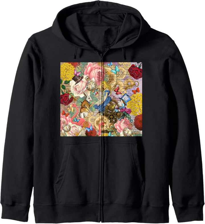 Alice In Wonderland Collage Kapuzenjacke