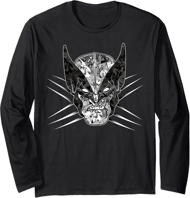 Marvel X-Men Wolverine Classic Comic Patterned Face Langarmshirt