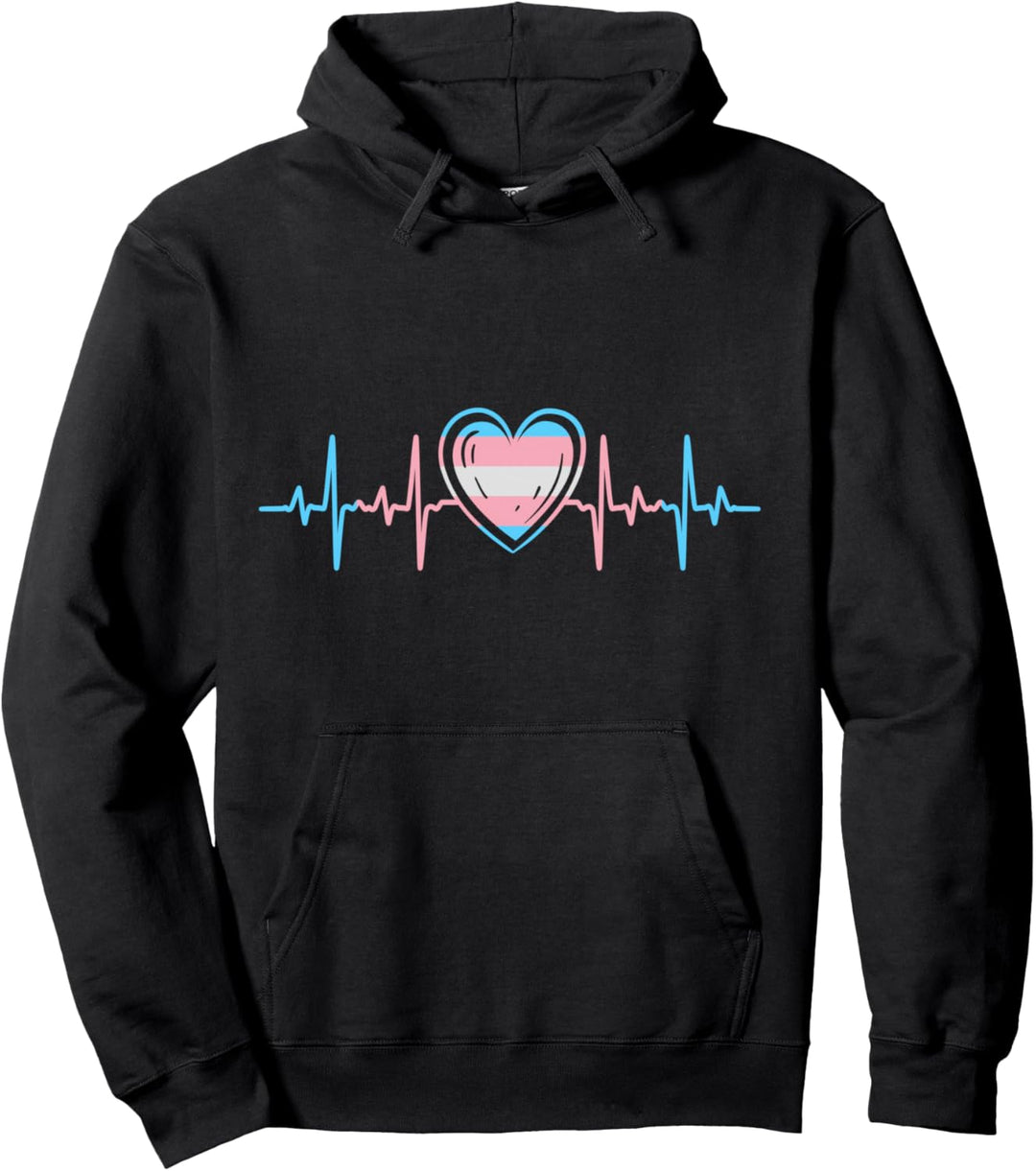 Transgender Pride Heart Flag Pullover Hoodie