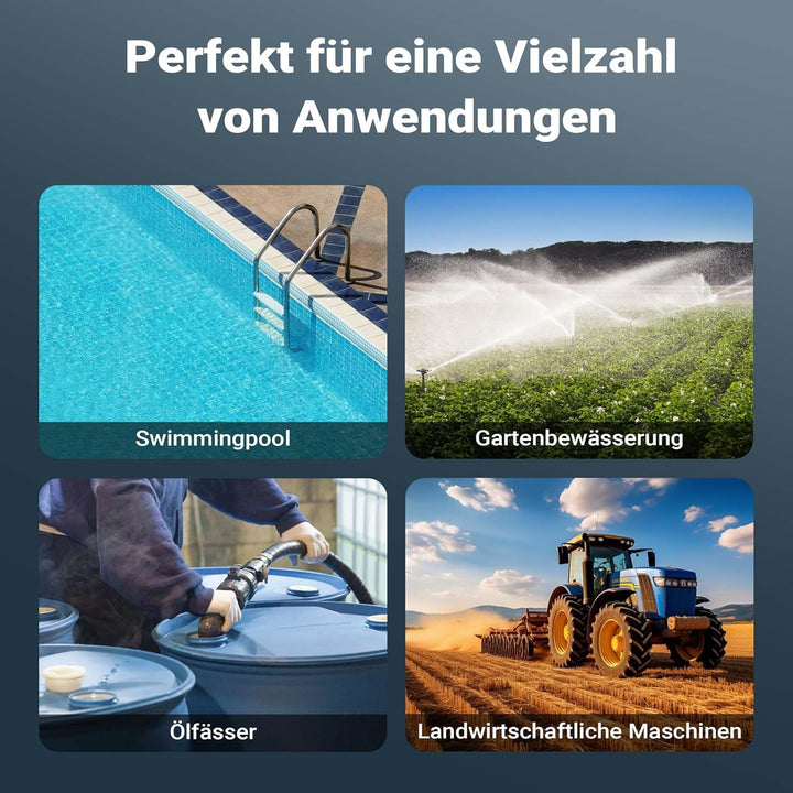 Wiltec Mini Pumpe 12-15 l/min 8500 U/min 12 V, 16 mm Auslass, Tauchpumpe für Wasser und Dieselöl, zu