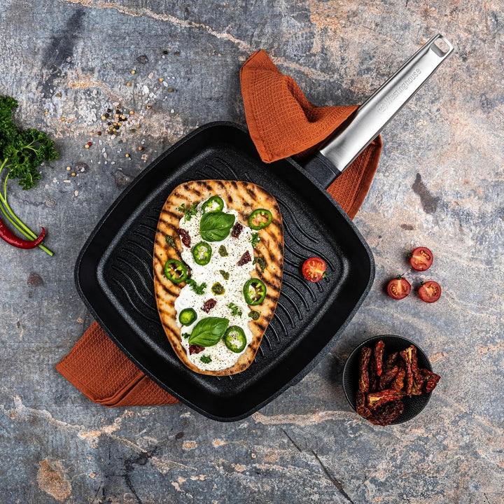 Westinghouse PERFORMANCE SERIES Grillpfanne, Grosse Bratpfanne 28 cm mit Edelstahl-Griff für Indukti