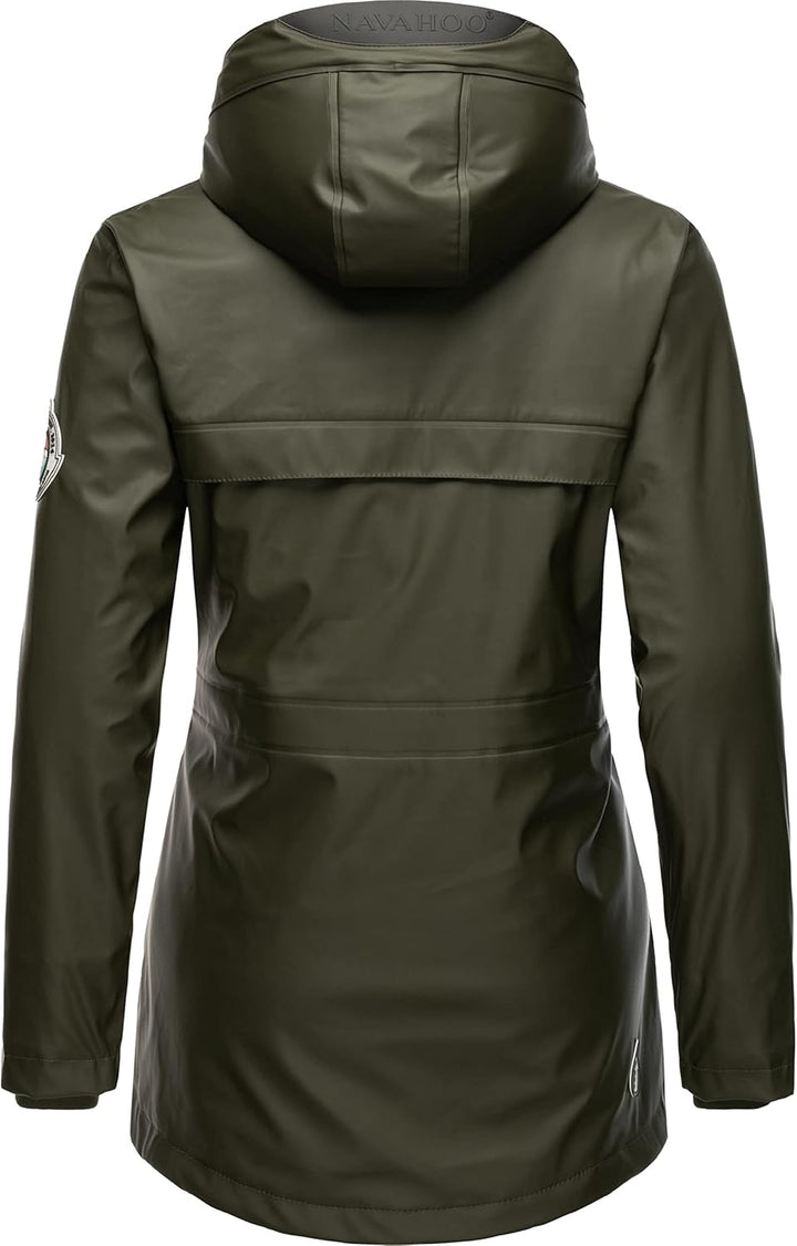Navahoo Damen Übergangsjacke Regenmantel wasserdicht lang warm gefüttert mit Kapuze Oceans Heart XS-