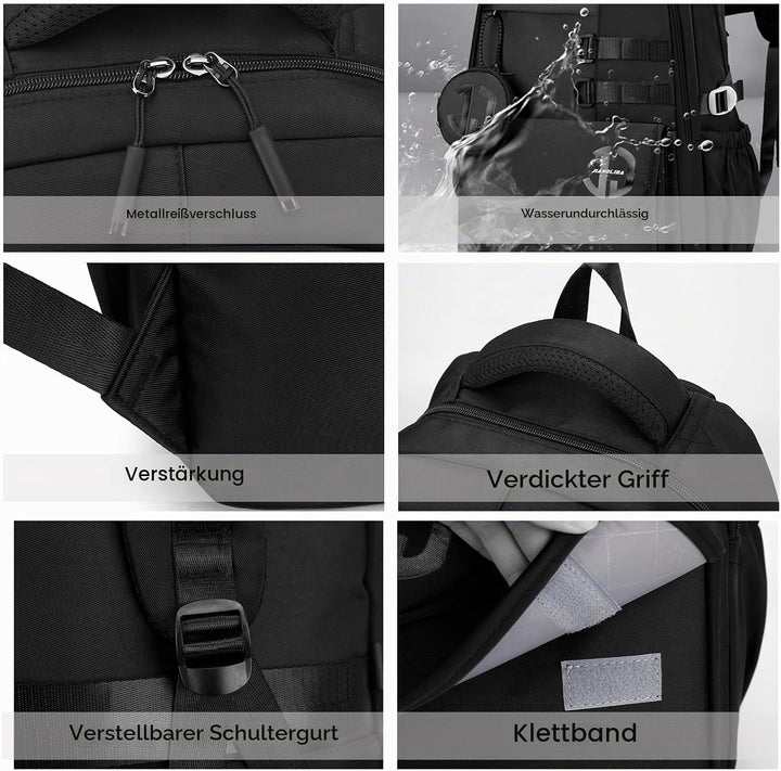 JANSBEN Wasserdichter Schulrucksack für Teenager Jungen und Mädchen, Mehrfachfach Design für Schule