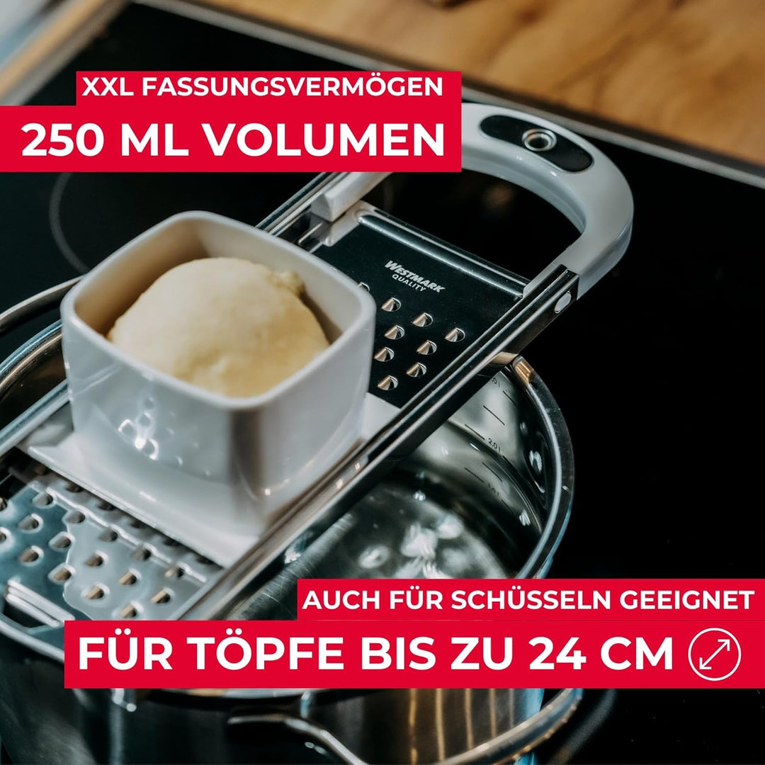 Westmark Spätzlehobel mit Teigschlitten - Spätzlereibe für Topfdurchmesser bis zu 24 cm - rostfreier