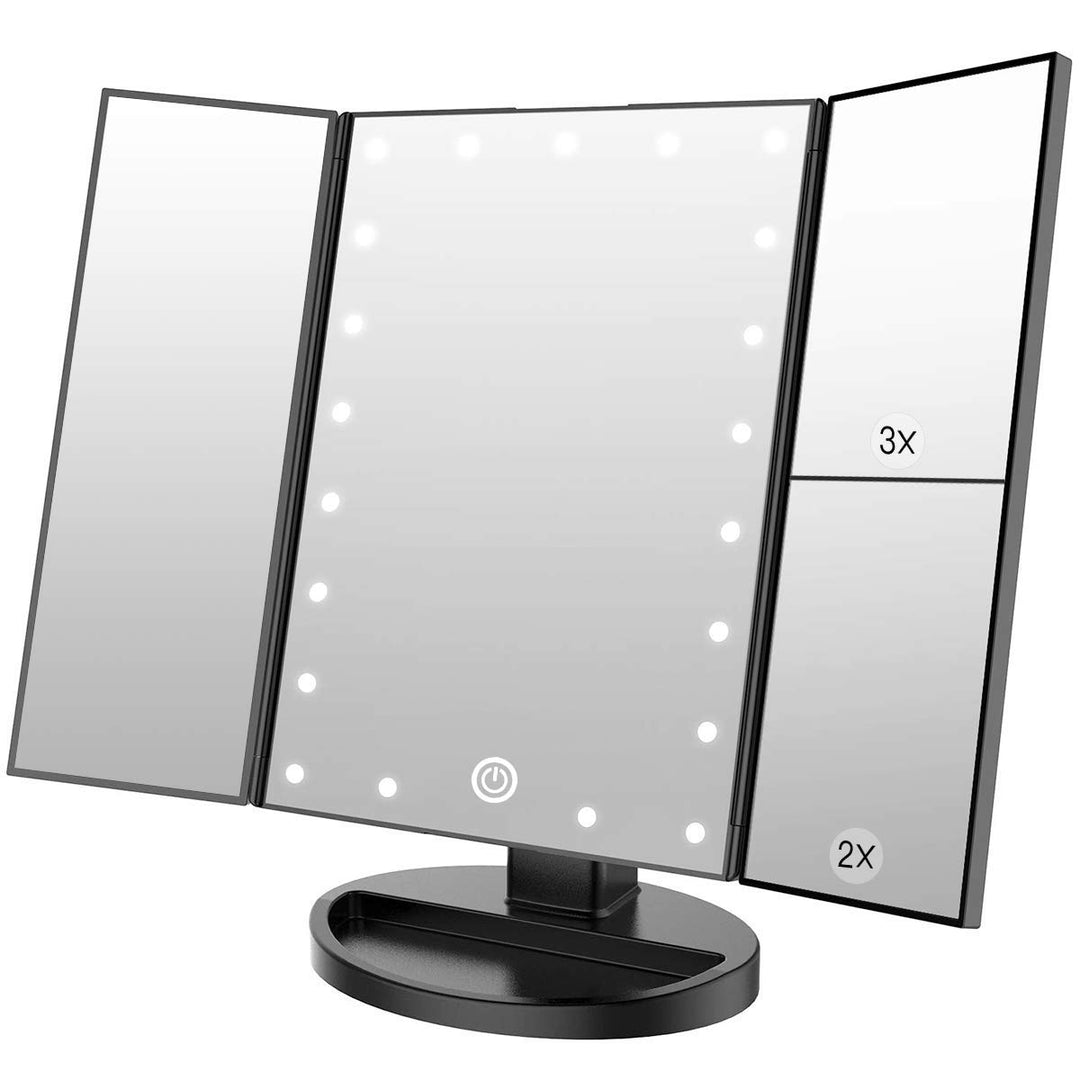 WEILY Kosmetikspiegel mit 21 LED Licht und 2X/ 3X Vergrösserung, USB und Batterie Dual Power Modus,