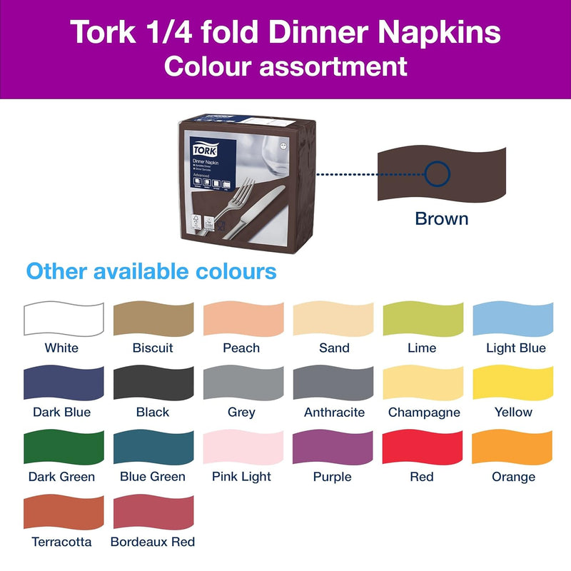 Tork 478765 Dinnerservietten Braun / 2-lagige Papierservietten / Passend für jede Gelegenheit / Adva