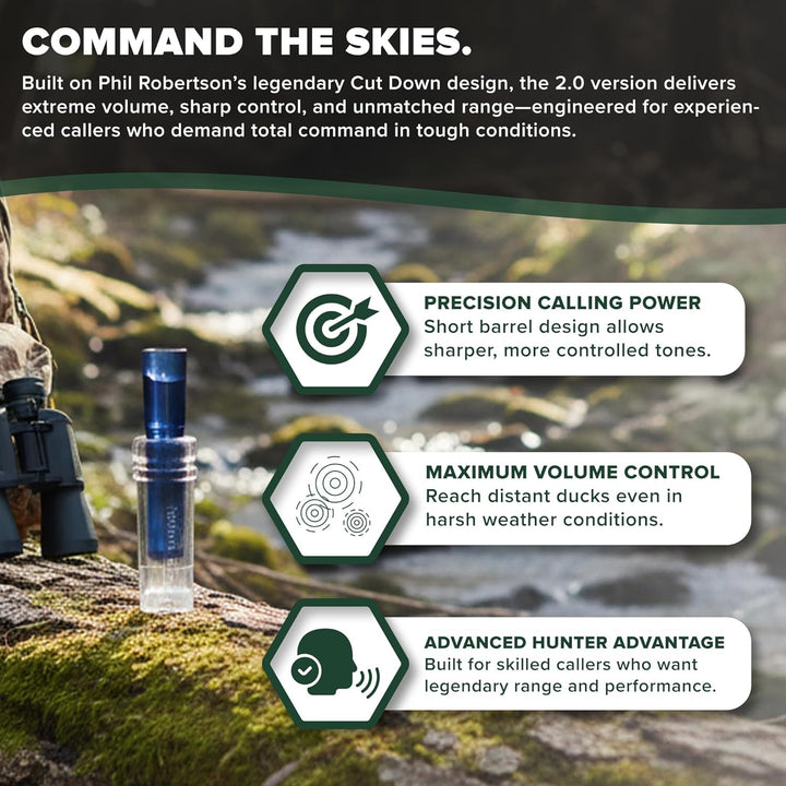 Duck Commander Triple Threat Duck Call – Classic Series, Stockente Hen Quack, Feed, & Hail Call, Low