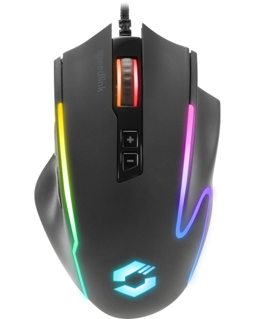Speedlink DECUS NX - RGB Gaming Maus mit Kabel, bis 12800dpi, Programmierbar, Dauerfeuer Taste, USB