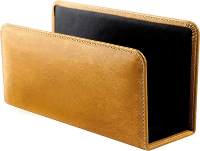 DELMON VARONE - Briefständer aus Premium Leder Vintage Anilin braun, Dokumentenablage zur Aufbewahru