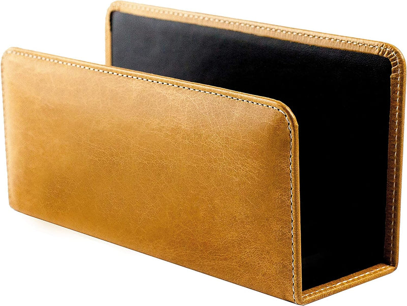 DELMON VARONE - Briefständer aus Premium Leder Vintage Anilin braun, Dokumentenablage zur Aufbewahru