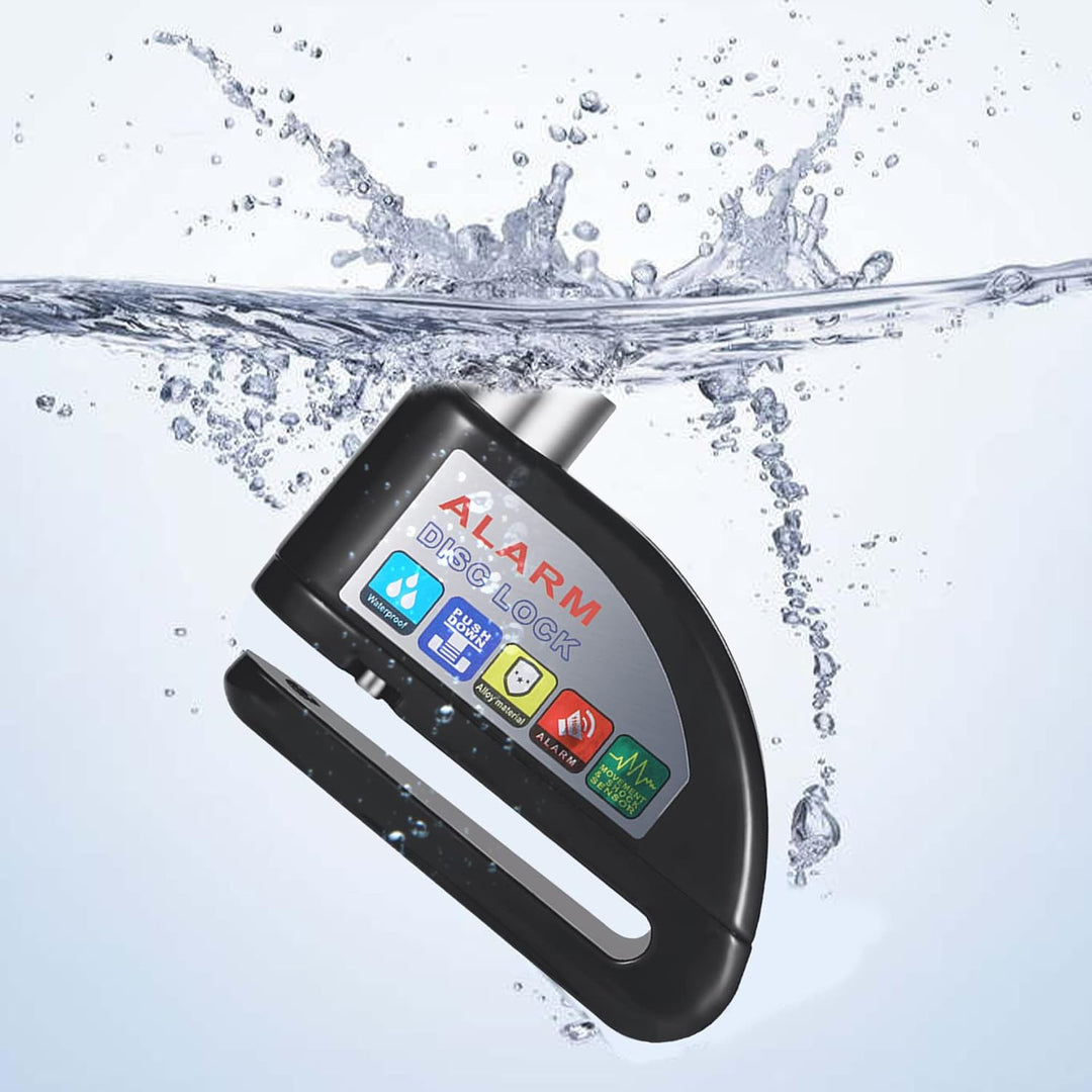 SachsenRAD Scheibenklemme Motorrad Alarm 110dB, Wasserdichtes Motorradschloss verriegelt durch Drück