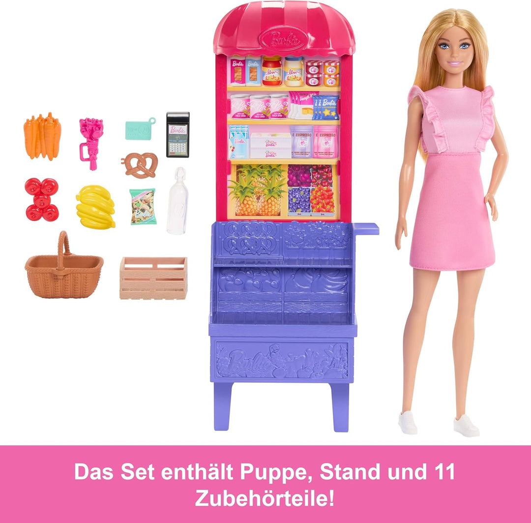Barbie und Teresa Rezept für Freundschaft Modepuppe und Spielset, Malibu auf dem Markt mit 11 Zubehö