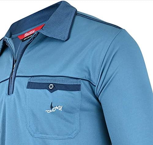 Soltice Herren Langarm Poloshirt mit Brusttasche, Polohemd Gestreift mit Kragen, Blousonshirt aus Ba