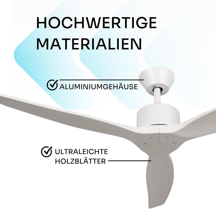 Mellerware - Deckenventilator mit Brizy-Fernbedienung! | 45 W | 6 Geschwindigkeitsstufen | extrem le