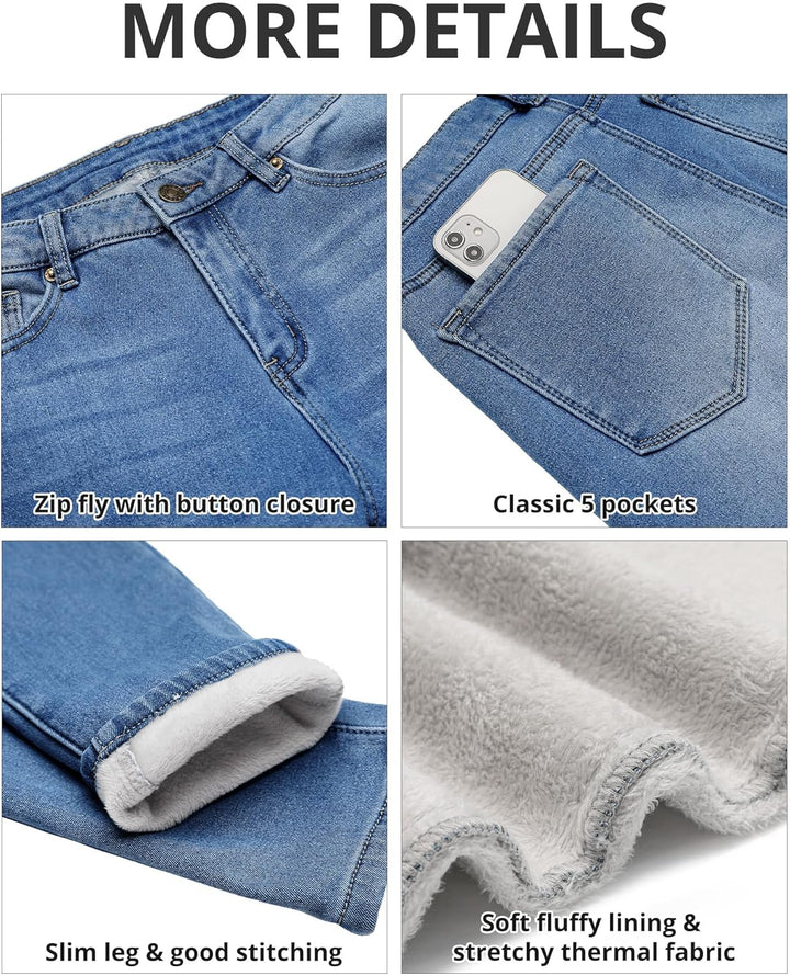 Roskiky Skinny Jeans Damen High Waist Thermo Jeans Damen Winter Gefütter Thermo Jeans Leggings Damen