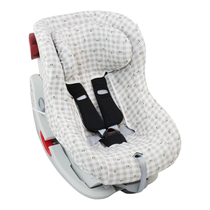 JYOKO Kids Universal-Autositzbezug aus Baumwolle mit Kopfteil (Picnic Vichy) Picknick Vichy, Picknic